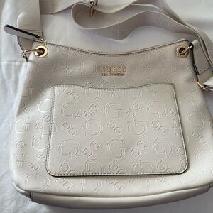 Guess Logo Embossed Chucky Crossbody NWOT Cream Color Vegan Leather
